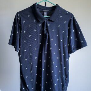 Men's H&M Palm Tree Polo (Blue and White)